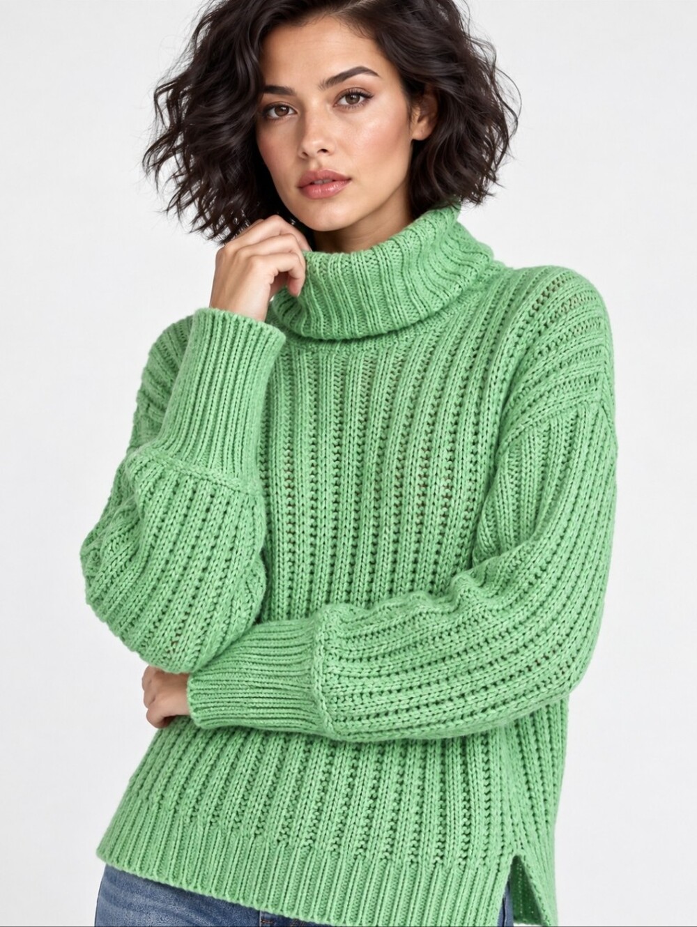 Free People Ella Tunic Sweater Soft Mint Green Cozy Fall Knit